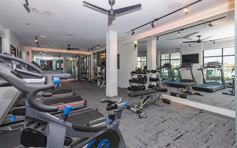 a gym with exercise equipment